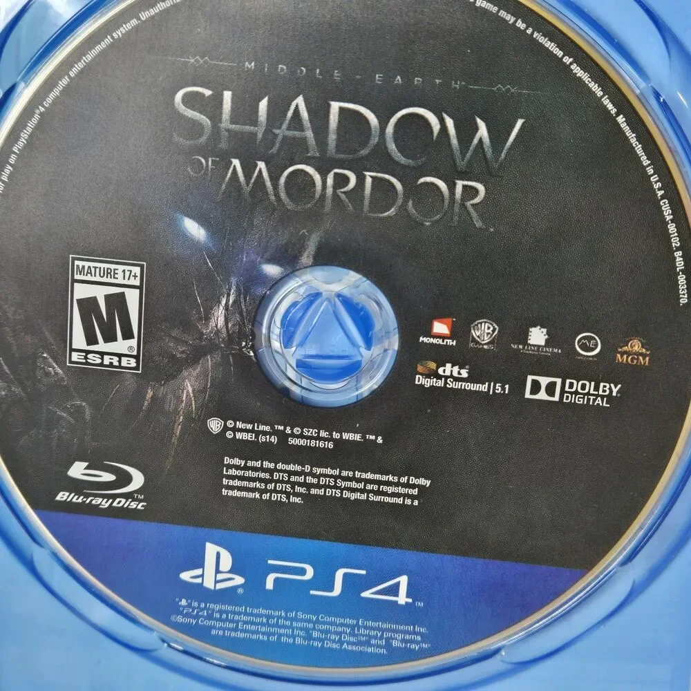 Middle Earth Shadow Of Mordor PS4 Sony PlayStation 4 Game Tested